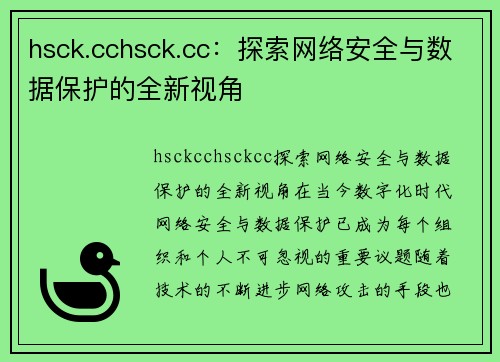 hsck.cchsck.cc：探索网络安全与数据保护的全新视角